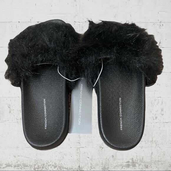 NWT French Connection Faux Fur Slides Size 8 - Picture 3 of 7
